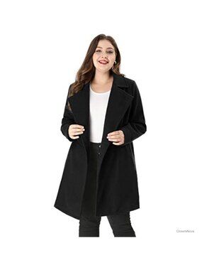 Plus Size Double Breasted Pea Coat Midi A-Line Winter Coat